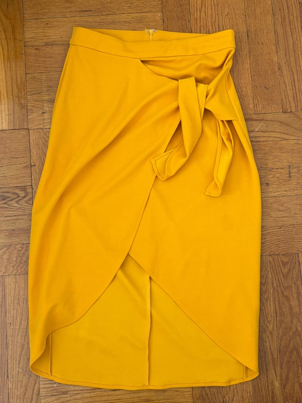 Mustard Wrap Tulip Skirt with Tie Waist